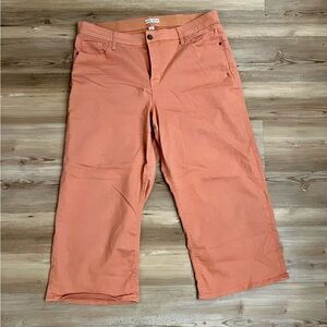 Ava & Viv Womens Plus High-rise Wide Leg Ankle Length Chino Pants Coral